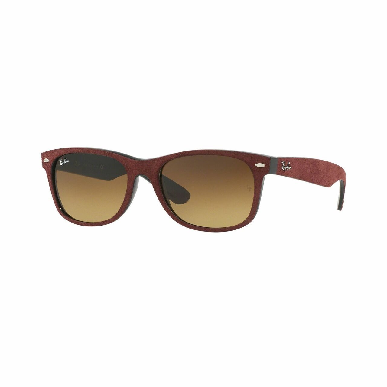 Ray-Ban RB2132-624085 New Wayfarer With Alcantara Bordeaux Brown Gradient Lens Sunglasses