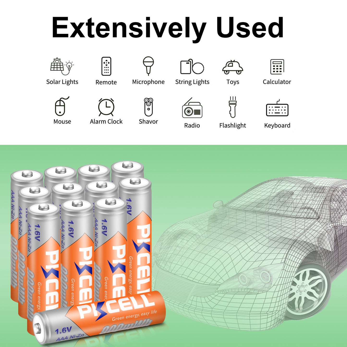 4PCS PKCELL AAA Rechargeable battery 1.6V 900mWh NI-ZN AAA Batteries 3A For Remote Control Radio Flashlight LED MP3