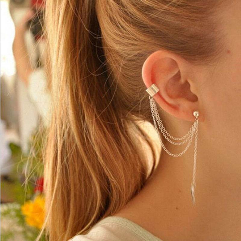 2020 earings long women fashion earing for womens Punk Rock Style Young Gift Leaf Chain Tassel Earri