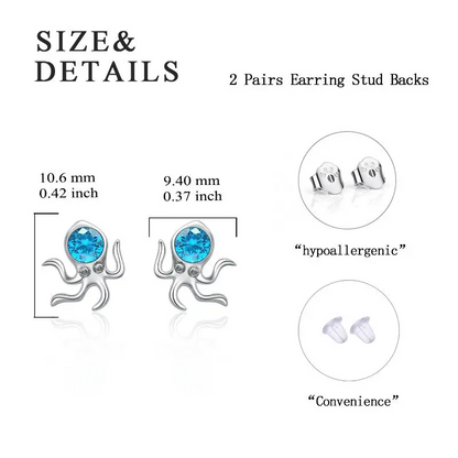 925 Silver Octpus Earrings Studs Earrings Gift for Women Girls