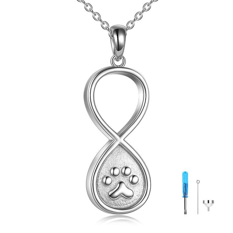 Sterling Silver Infinity Urn for Ashes Pet Paw Cremation Keepsake Memorial Jewelry