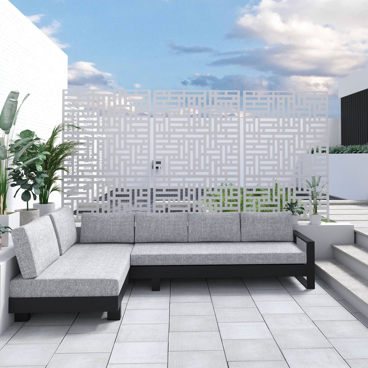 6.33 ft. H x 3.93 ft. W Laser Cut Metal Privacy Screen, 3 panels