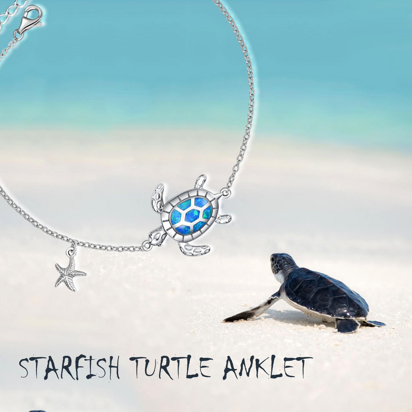Sterling Silver Sea Starfish Bangle Turtle Tortoise Bracelet Opal Ocean Jewellery