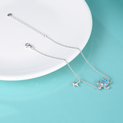 Sterling Silver Sea Starfish Bangle Turtle Tortoise Bracelet Opal Ocean Jewellery