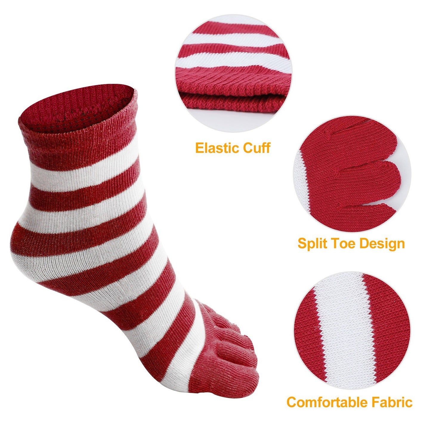6 Pair 5-toes Socks Soft Breathable Socks Ankle Sock Athletic Five Finger Socks For Girl Women