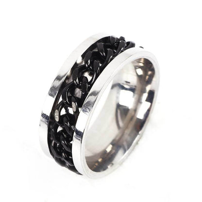 Steel Titanium Men's Ring Stainless Steel Ring Chain Rotating Jewelry