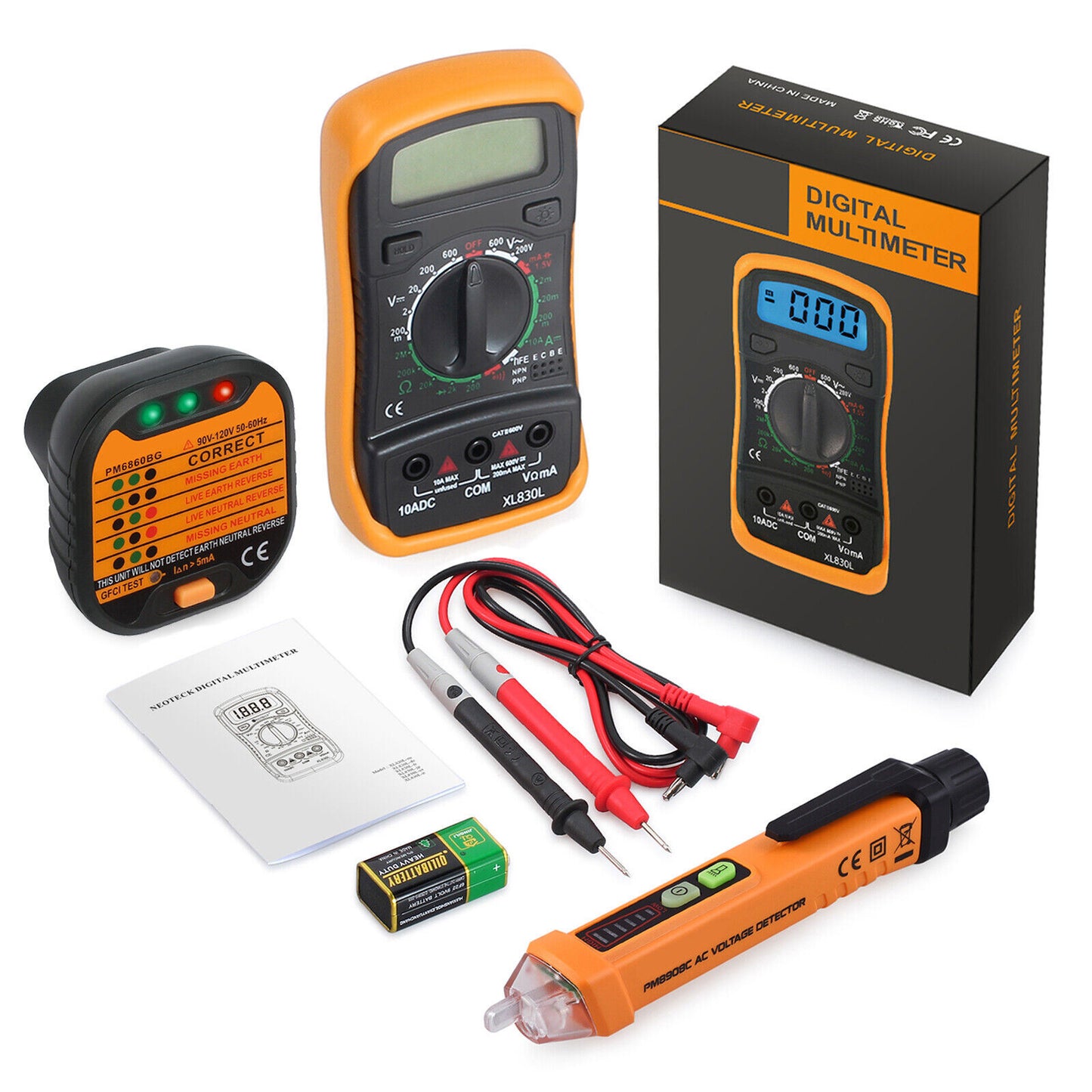 Digital Multimeter Non-Contact Voltage Tester Socket Tester Electrical Test Kit