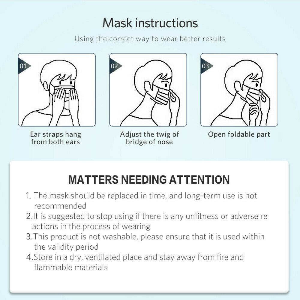 50pcs Mask Disposable 3-Ply Face Protection Dust Mouth Mask