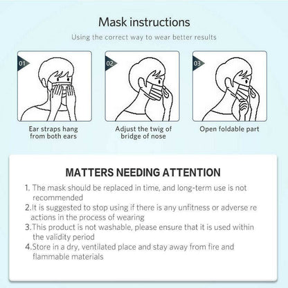 50pcs Mask Disposable 3-Ply Face Protection Dust Mouth Mask