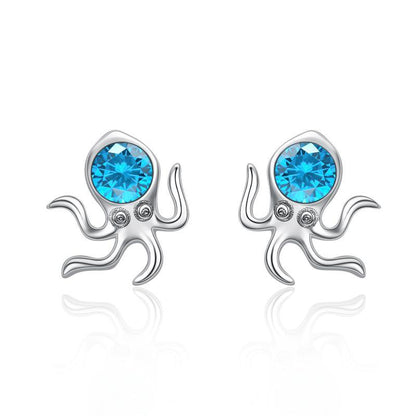 925 Silver Octpus Earrings Studs Earrings Gift for Women Girls