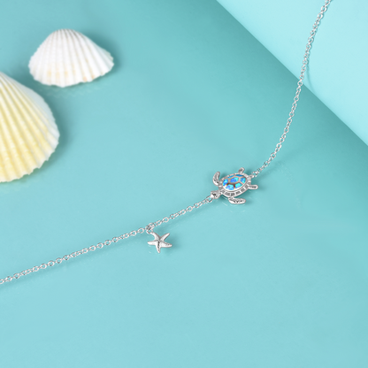 Sterling Silver Sea Starfish Bangle Turtle Tortoise Bracelet Opal Ocean Jewellery