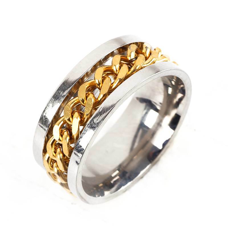 Steel Titanium Men's Ring Stainless Steel Ring Chain Rotating Jewelry