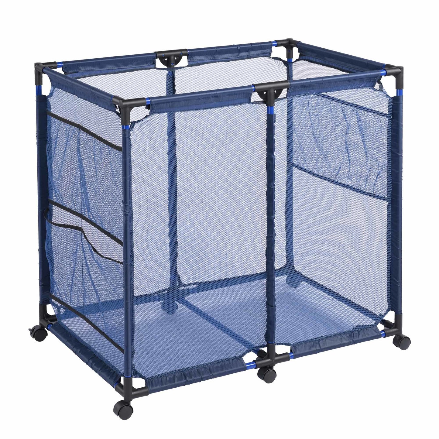 swimming pool ,Rolling Poolside Mesh Container for Toys – Waterproof, UV Resistant Outdoor Organizer Box with Bonus Mesh Bag Pool Storage Bin/Blue