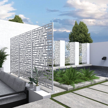 6.33 ft. H x 3.93 ft. W Laser Cut Metal Privacy Screen, 3 panels