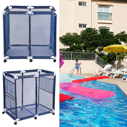 swimming pool ,Rolling Poolside Mesh Container for Toys – Waterproof, UV Resistant Outdoor Organizer Box with Bonus Mesh Bag Pool Storage Bin/Blue