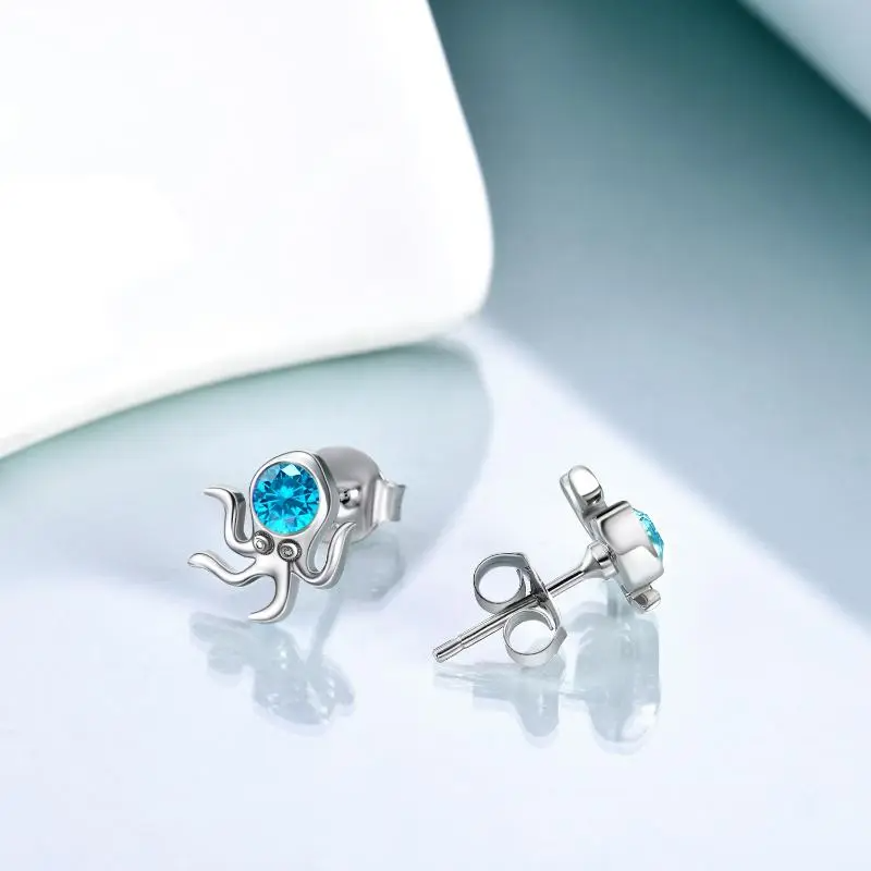 925 Silver Octpus Earrings Studs Earrings Gift for Women Girls