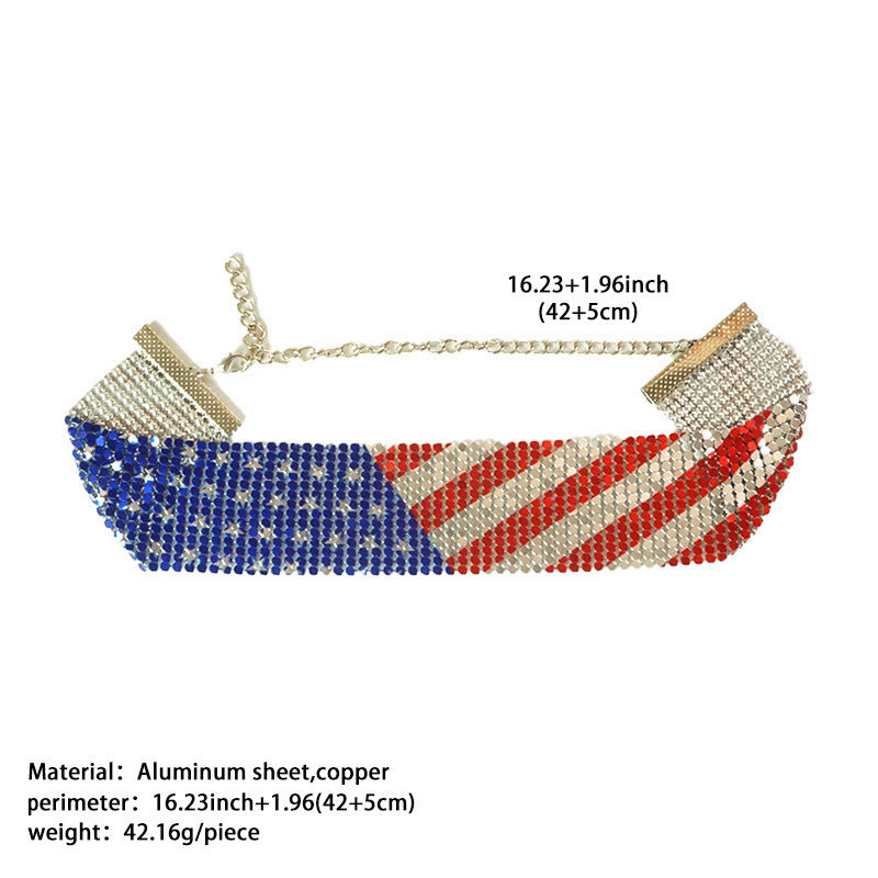 Necklace Exaggerated American Stars Striped Flag Clavicle Chain