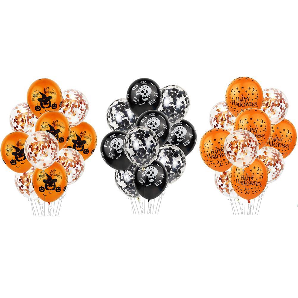 Halloween Pumpkin Ghost Spider Confetti Balloon Latex Happy Halloween Decoration Kids Air Baloons