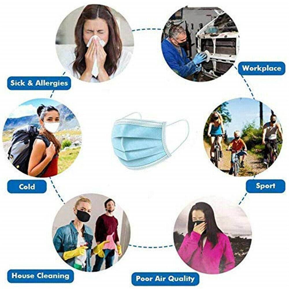 50pcs Mask Disposable 3-Ply Face Protection Dust Mouth Mask