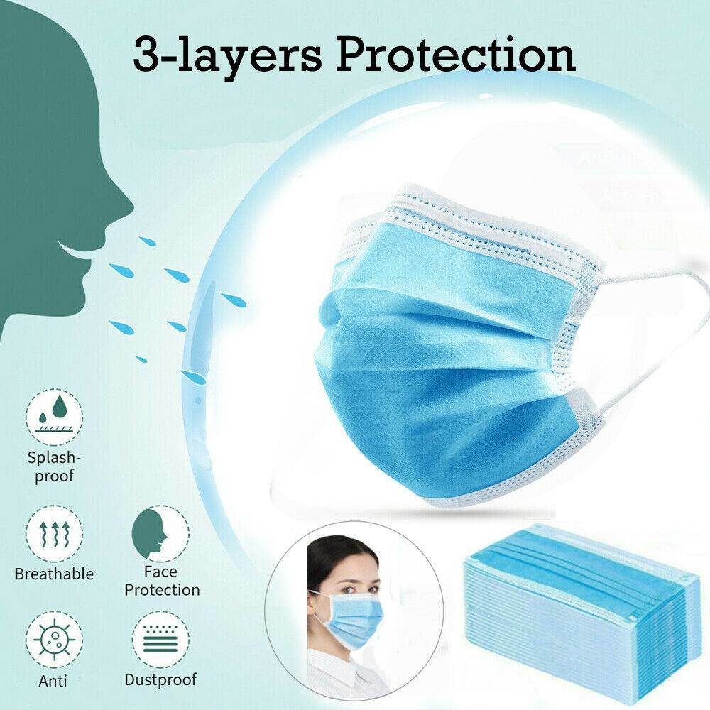 50pcs Mask Disposable 3-Ply Face Protection Dust Mouth Mask