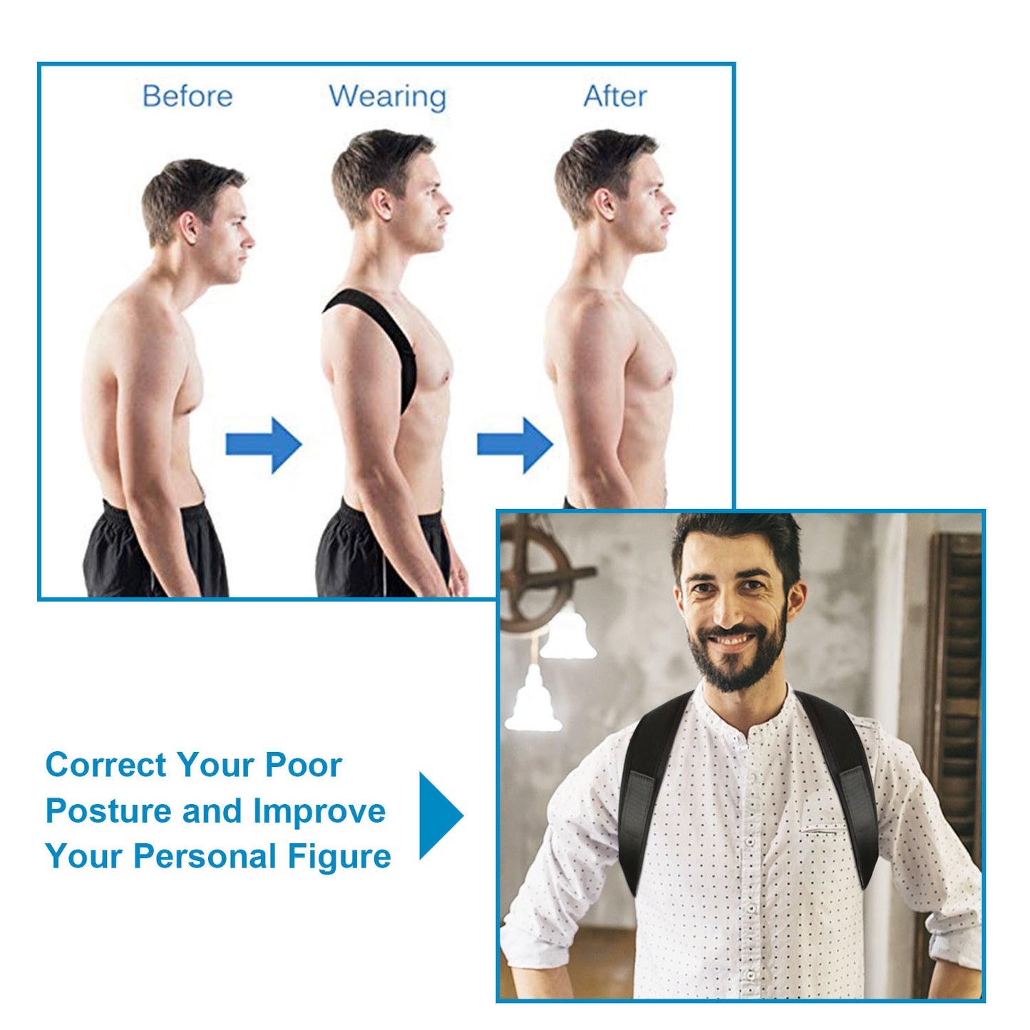 Back Posture Corrector Adjustable Upper Back Braces Clavicle Support Device Shoulder Neck Pain Relief