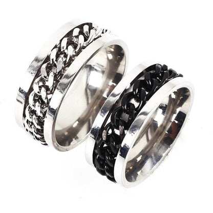 Steel Titanium Men's Ring Stainless Steel Ring Chain Rotating Jewelry