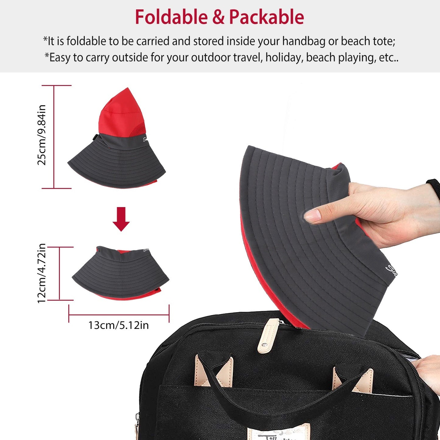 Women Summer Sun Bucket Hats Foldable UV Protection Cotton Cap Wide Brim Floppy Cap Packable Ponytail Mesh Travel Hat