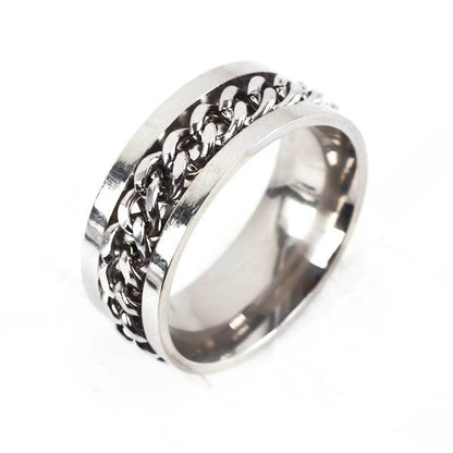 Steel Titanium Men's Ring Stainless Steel Ring Chain Rotating Jewelry