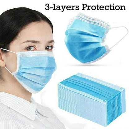 50pcs Mask Disposable 3-Ply Face Protection Dust Mouth Mask