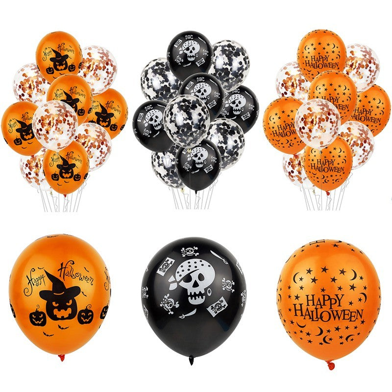 Halloween Pumpkin Ghost Spider Confetti Balloon Latex Happy Halloween Decoration Kids Air Baloons