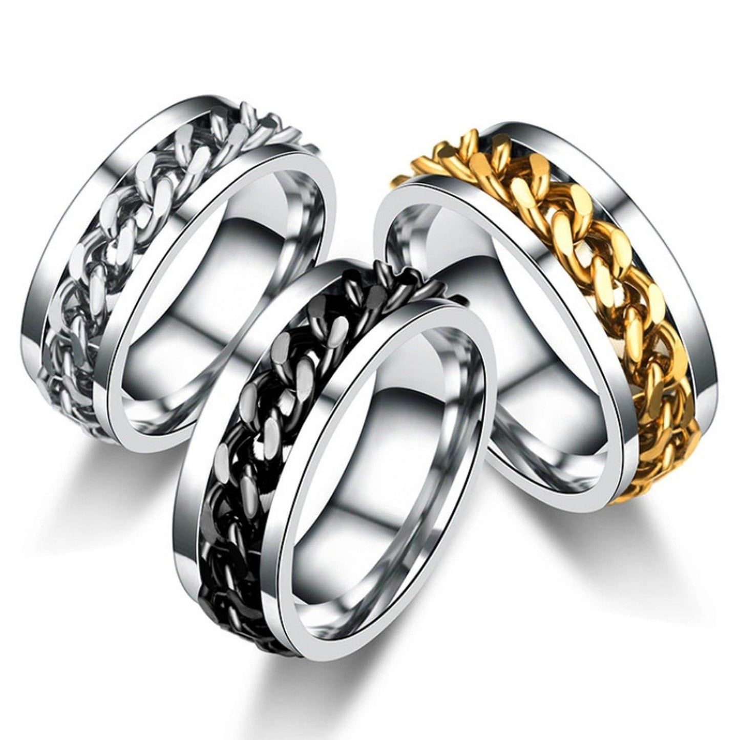 Steel Titanium Men's Ring Stainless Steel Ring Chain Rotating Jewelry