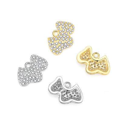 Cute CZ Moon Flower Key Cloud Star Circle 925 Sterling Silver DIY Charm