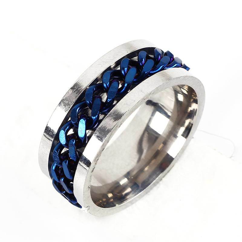 Steel Titanium Men's Ring Stainless Steel Ring Chain Rotating Jewelry