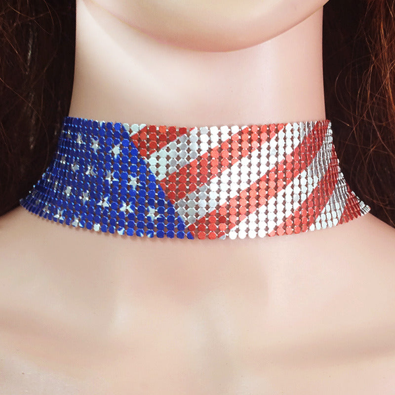 Necklace Exaggerated American Stars Striped Flag Clavicle Chain