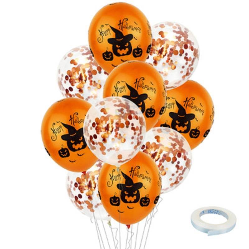 Halloween Pumpkin Ghost Spider Confetti Balloon Latex Happy Halloween Decoration Kids Air Baloons
