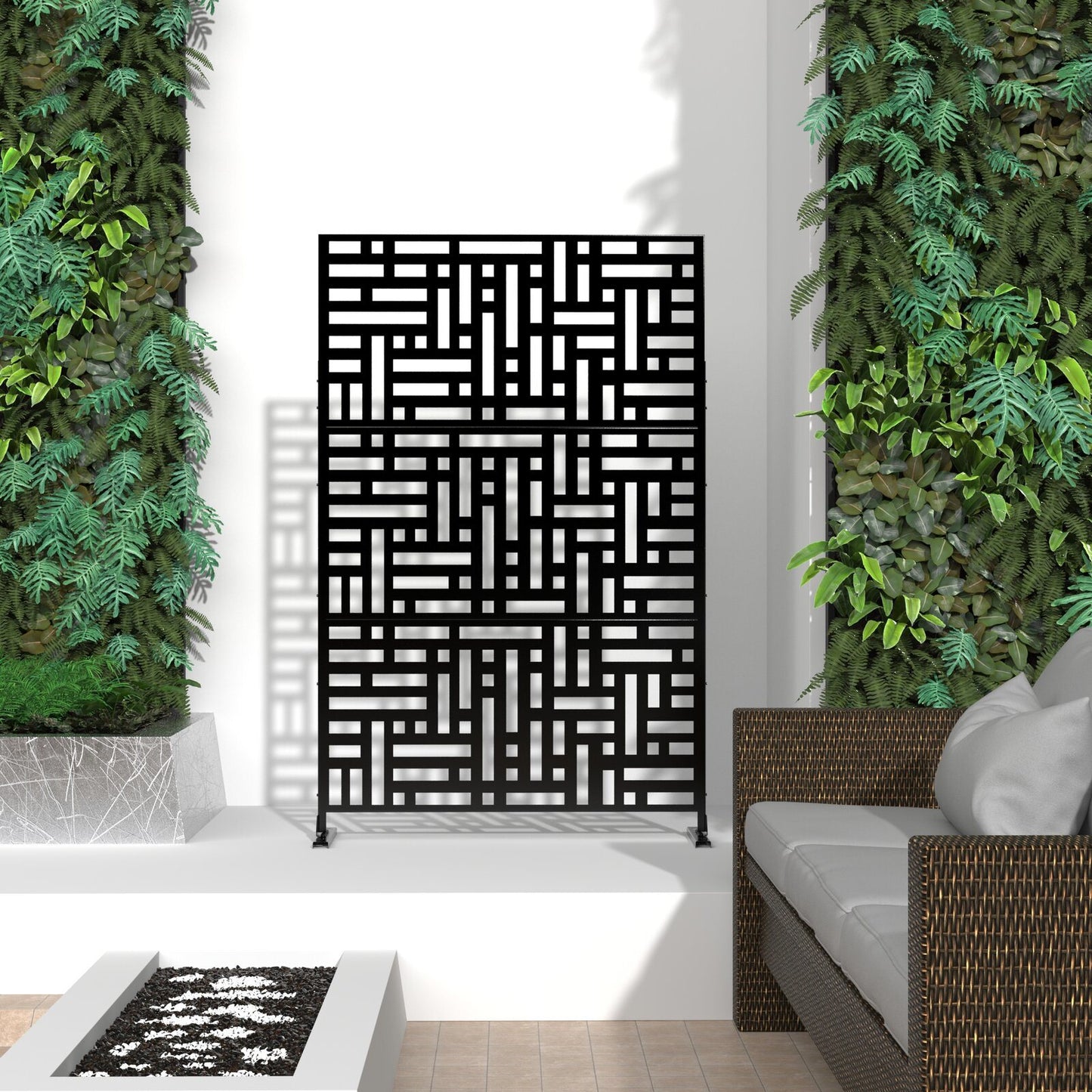 6.33 ft. H x 3.93 ft. W Laser Cut Metal Privacy Screen, 3 panels