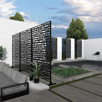 6.33 ft. H x 3.93 ft. W Laser Cut Metal Privacy Screen, 3 panels