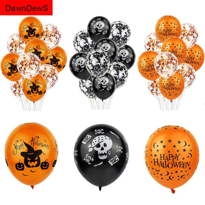Halloween Pumpkin Ghost Spider Confetti Balloon Latex Happy Halloween Decoration Kids Air Baloons