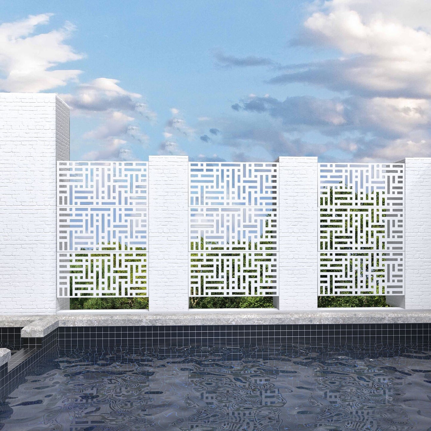 6.33 ft. H x 3.93 ft. W Laser Cut Metal Privacy Screen, 3 panels