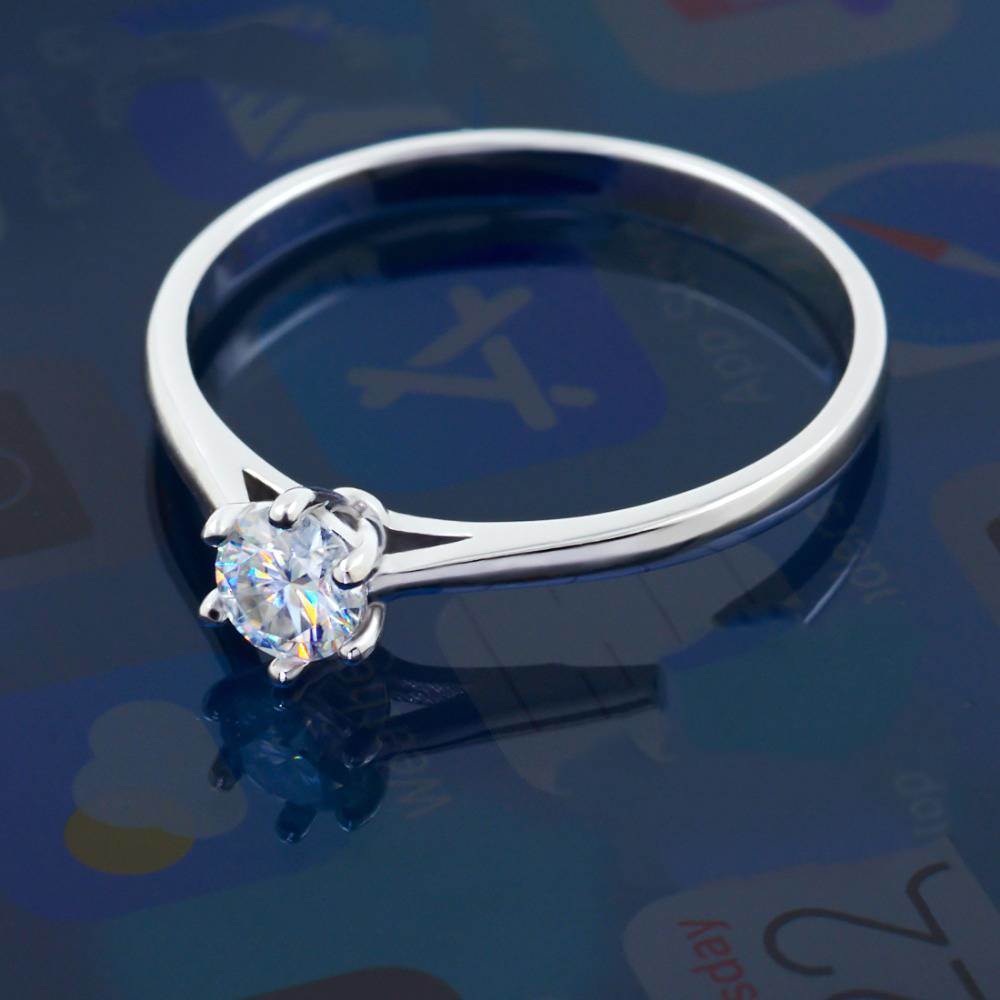0.3ct 4mm Round Cut Moissanite 925 Silver Ring Diamond Test Passed Fashion Love Token Fashion