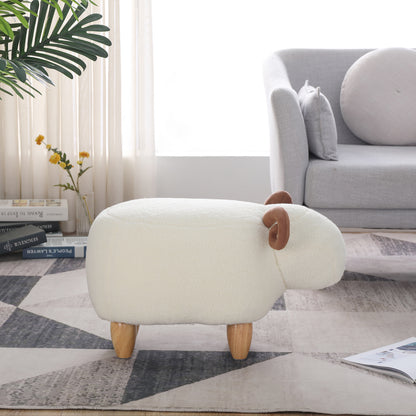 Kids Decorative Animal Sofa Stool, Ottoman Bedroom Furniture, Little Sheep Kids Footstool, Home Cartoon Chair with Solid Wood Legs, Decorative Footstool for Office, Bedroom, Playroom, Living Room