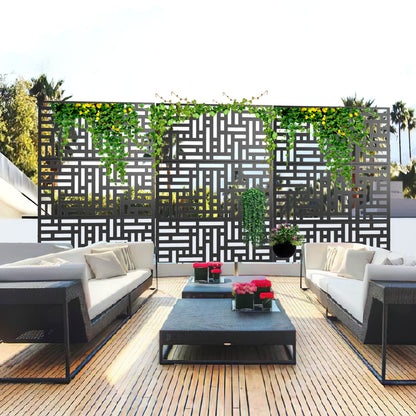 6.33 ft. H x 3.93 ft. W Laser Cut Metal Privacy Screen, 3 panels