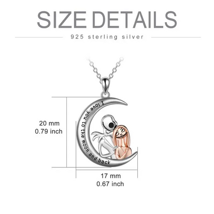 Sterling Silver Nightmare Before Christmas Necklace Jewelry Jack Skellington and Sally Pendant Necklace